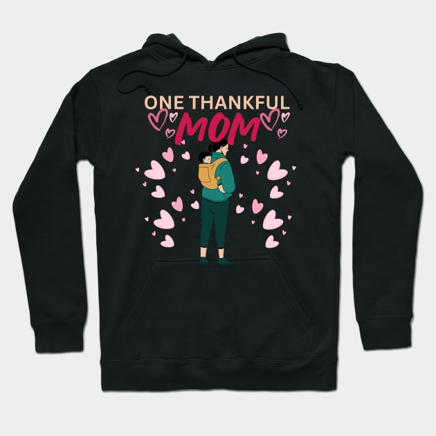 One Thankful Mom - Heart Illustration Hoodie by Trendy-Now